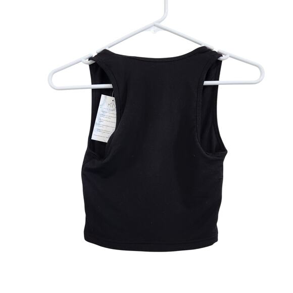 Klassy Network Deep V Neck Black Crop Top Brami Tank Built in Bra Size Small - Picture 2 of 5